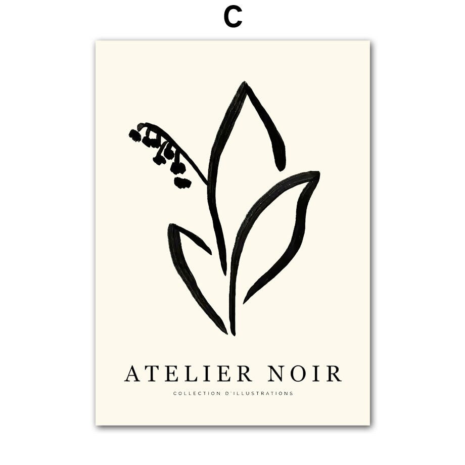 Pôster Boho Abstrato Plantas I Imagens Sala de Estar | Quadros para Quarto | Impressão Decorativa sem Moldura | Conjunto de Quadros Impresso